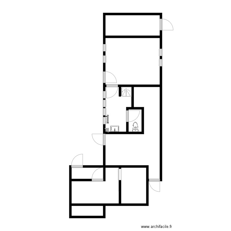 Bitume sanit. Plan de 10 pièces et 54 m2