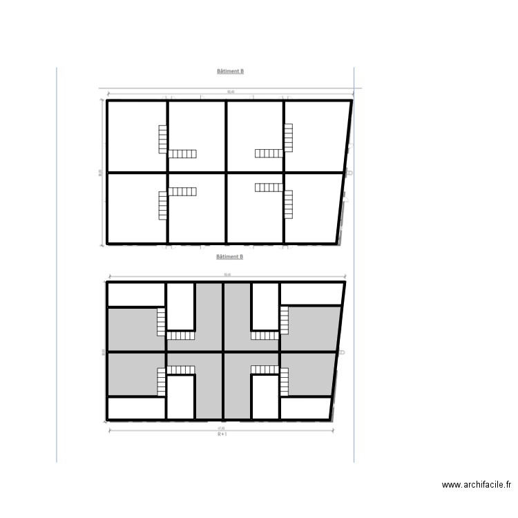 46485 croquis BAT B RDC et 1er étage. Plan de 23 pièces et 72 m2