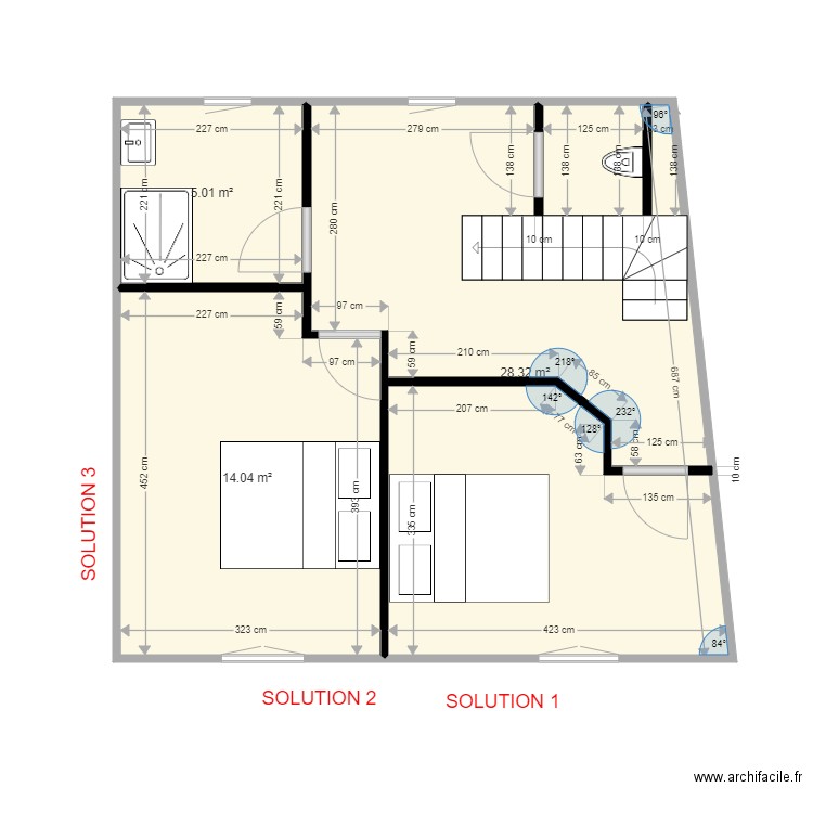 brezolles gite 1er Etage. Plan de 3 pièces et 47 m2