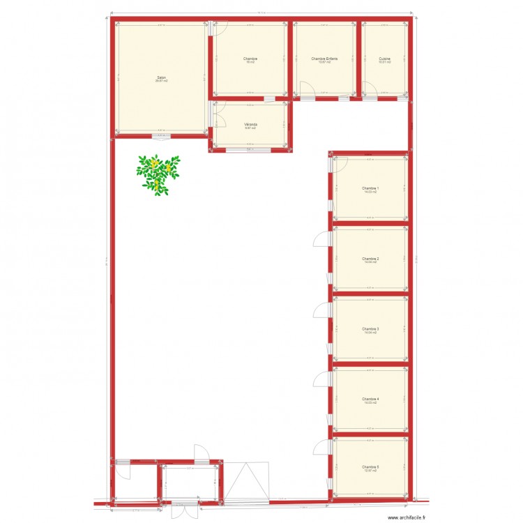 PROJET ETENA. Plan de 10 pièces et 149 m2