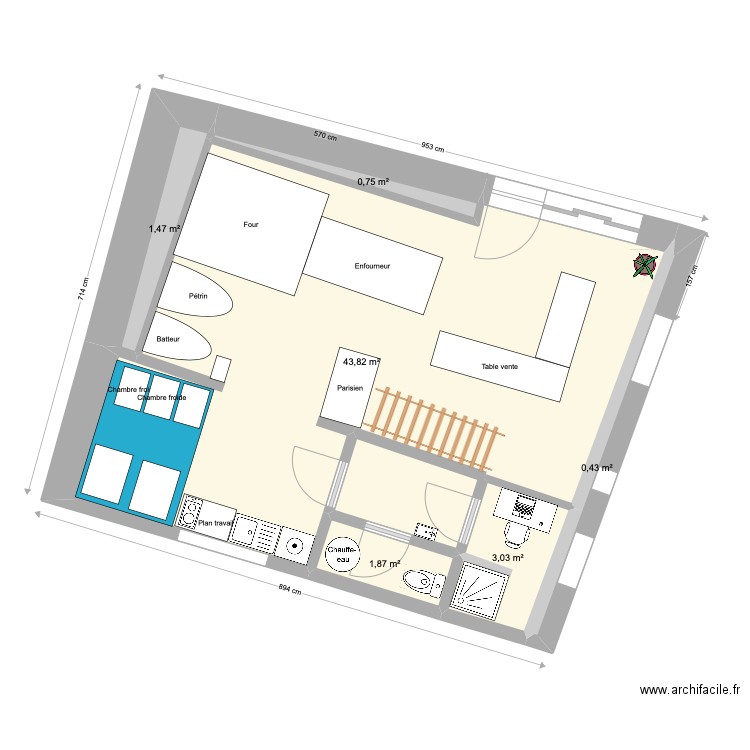 PamPain - cotes OK V2. Plan de 6 pièces et 51 m2