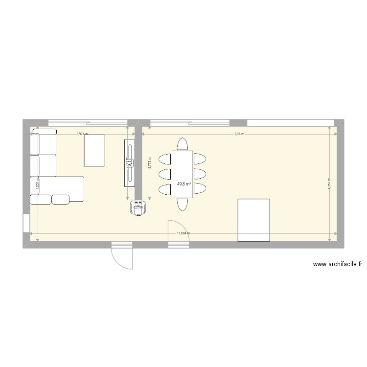 Essaye . Plan de 1 pièce et 50 m2