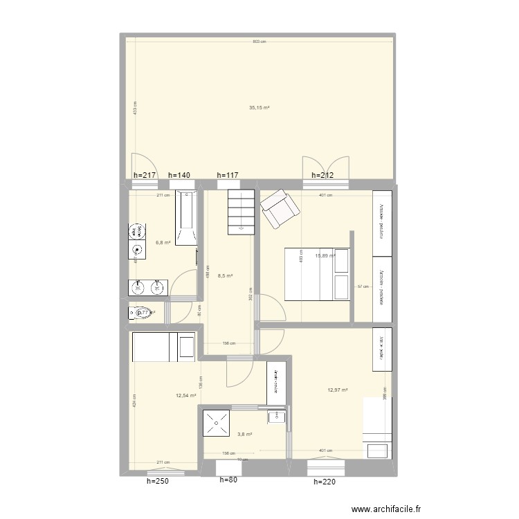 BE-ETAGE_v3. Plan de 8 pièces et 96 m2