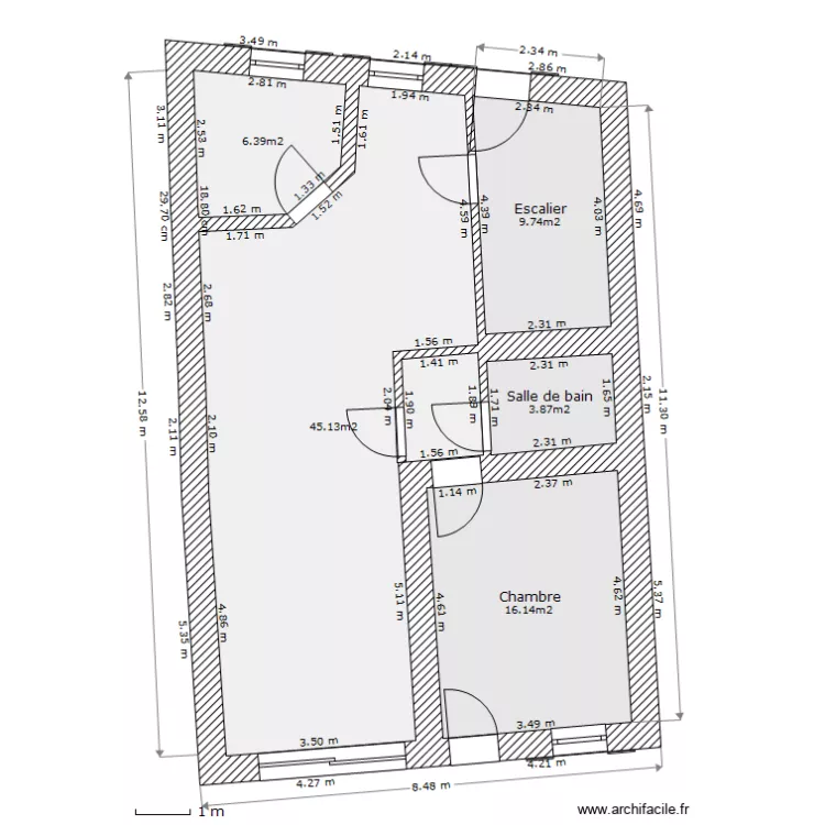 49 rez dz chauss&eacute;e avec 2 chambres . Plan de 