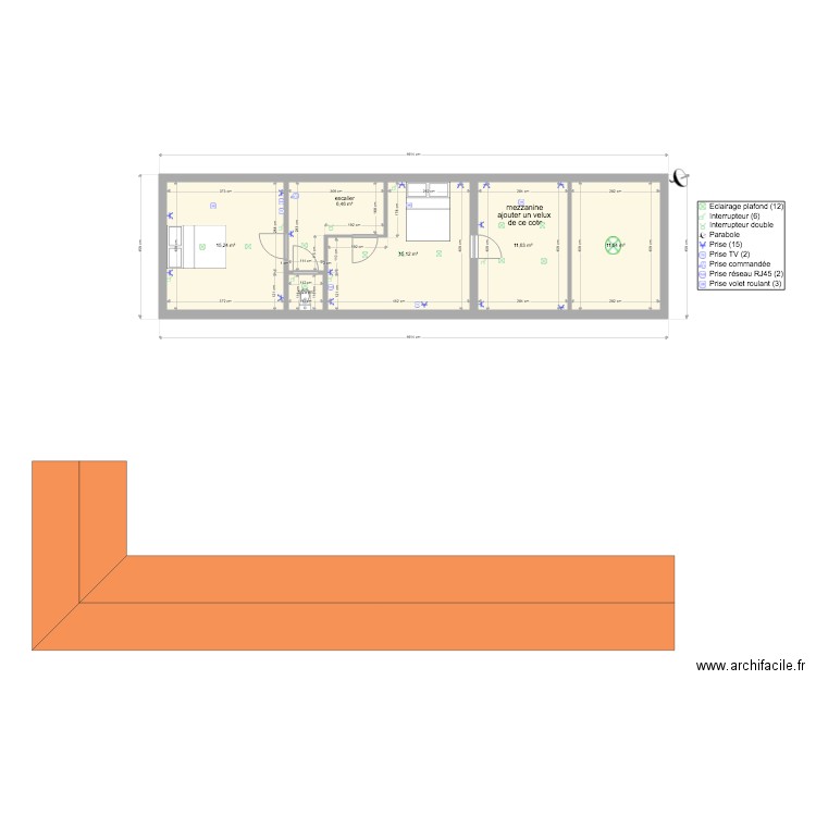 plan annexe haut 2022. Plan de 6 pièces et 61 m2