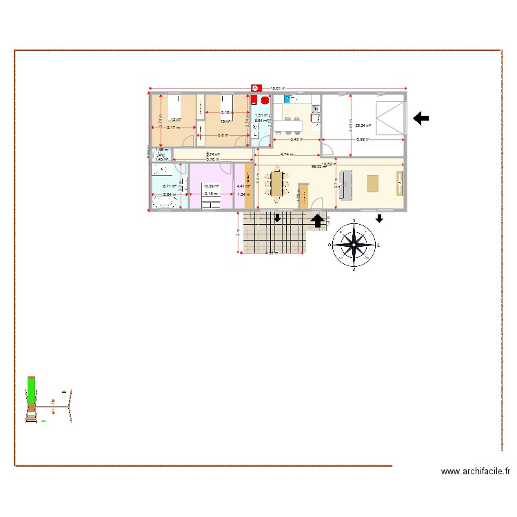 MAISON  FONTAINE réduite avec cotation. Plan de 0 pièce et 0 m2