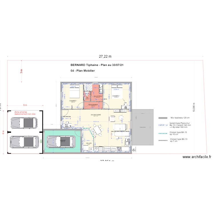 04 Plan Mobilier 300721. Plan de 8 pièces et 125 m2