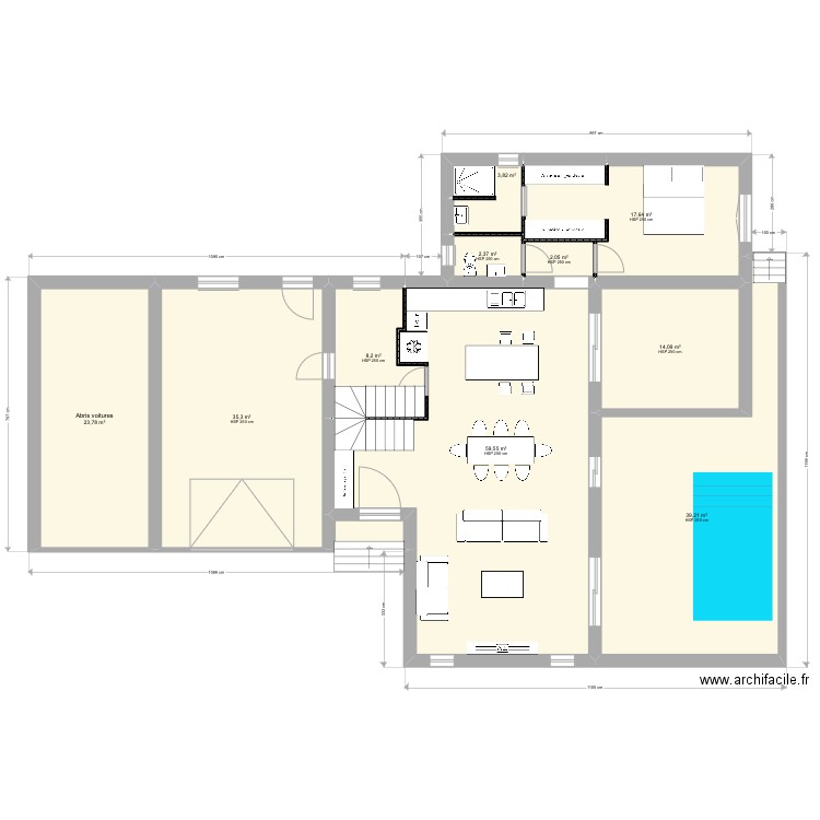 Villa . Plan de 11 pièces et 208 m2