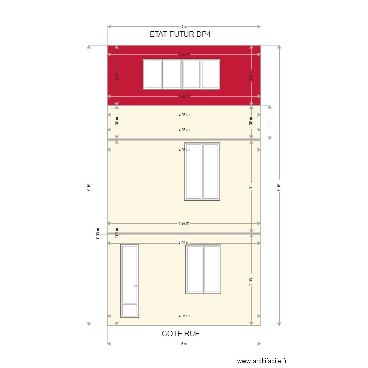 Plans facade COTE R APRES. Plan de 0 pièce et 0 m2