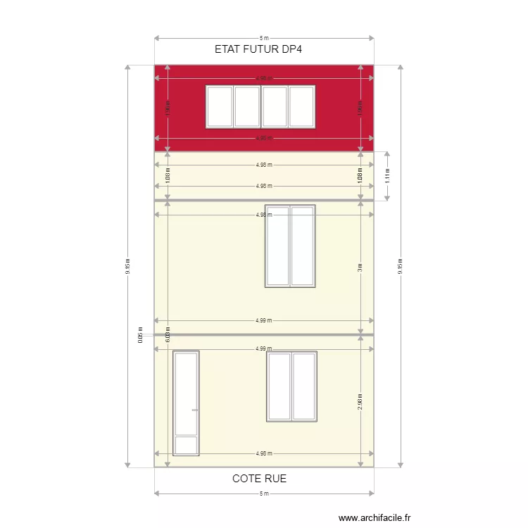 Plans facade COTE R APRES. Plan de 
