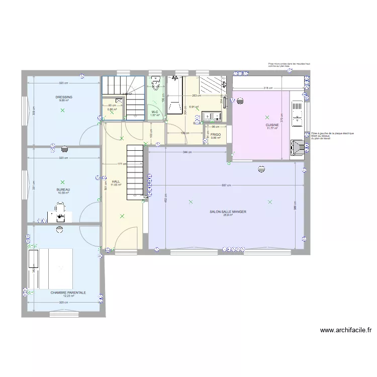 Projet Moretti 1 er &eacute;tage . Plan de 