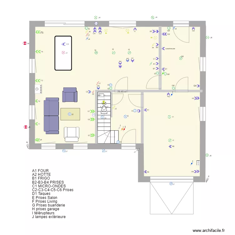 Plan &eacute;lectrique rdc. Plan de 