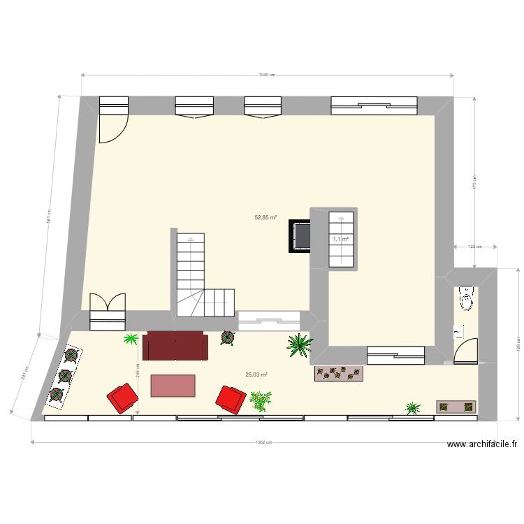 Le Mesnil 1. Plan de 13 pièces et 192 m2