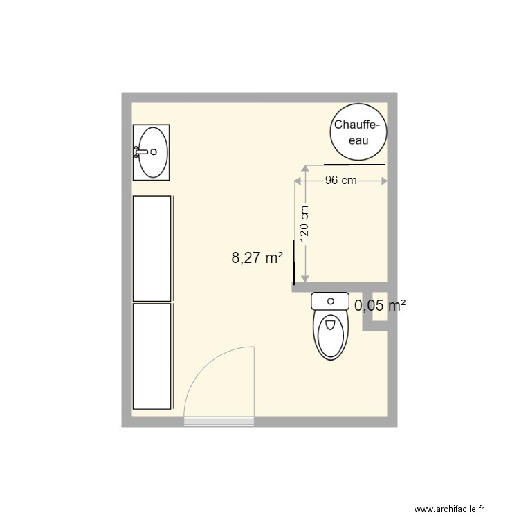 Baudier SDB projet. Plan de 2 pièces et 8 m2