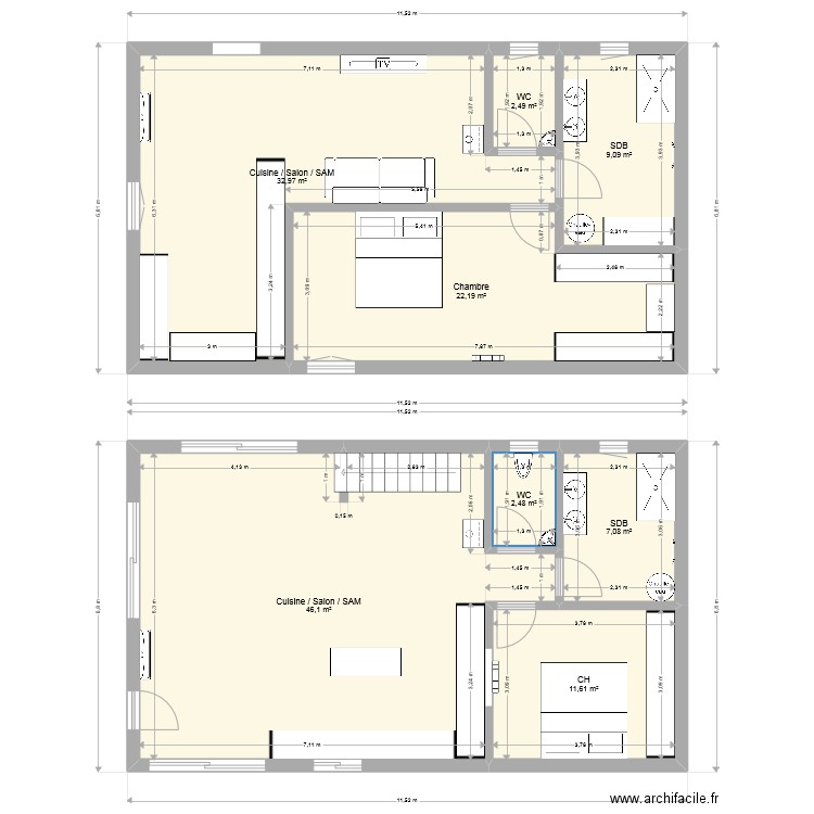 MAISON 1. Plan de 8 pièces et 134 m2