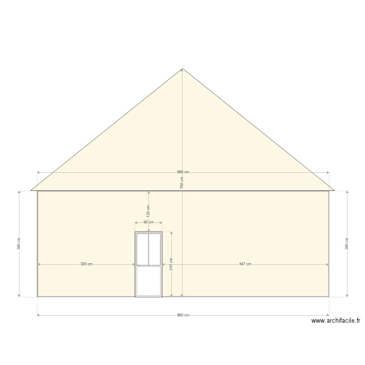 pignon titi. Plan de 1 pièce et 33 m2