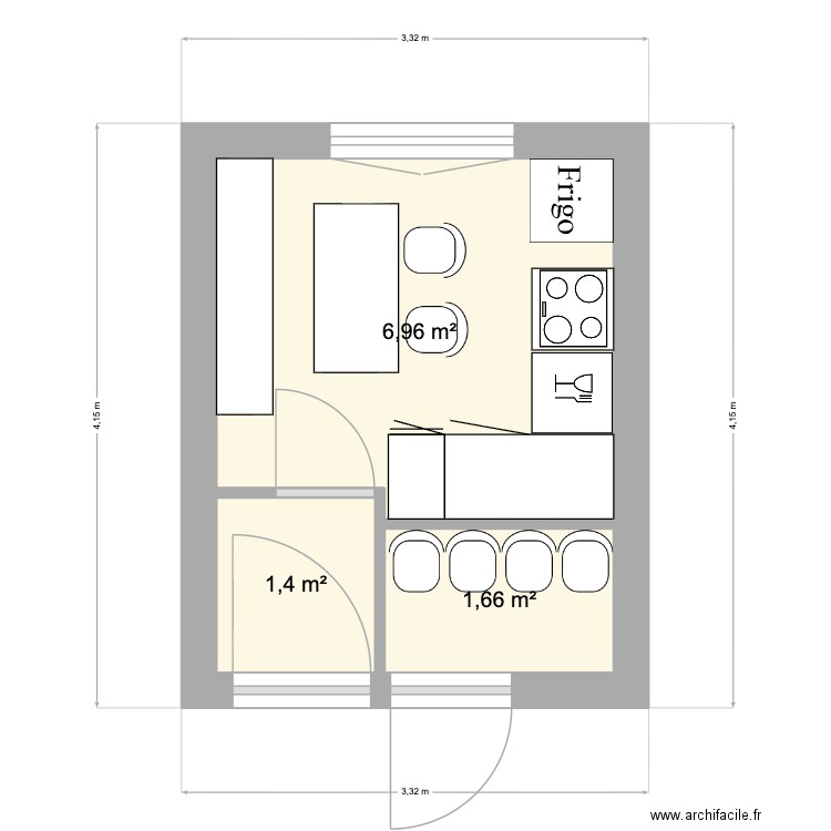 FRAMAZ 2024 salle d\'attente. Plan de 3 pièces et 10 m2