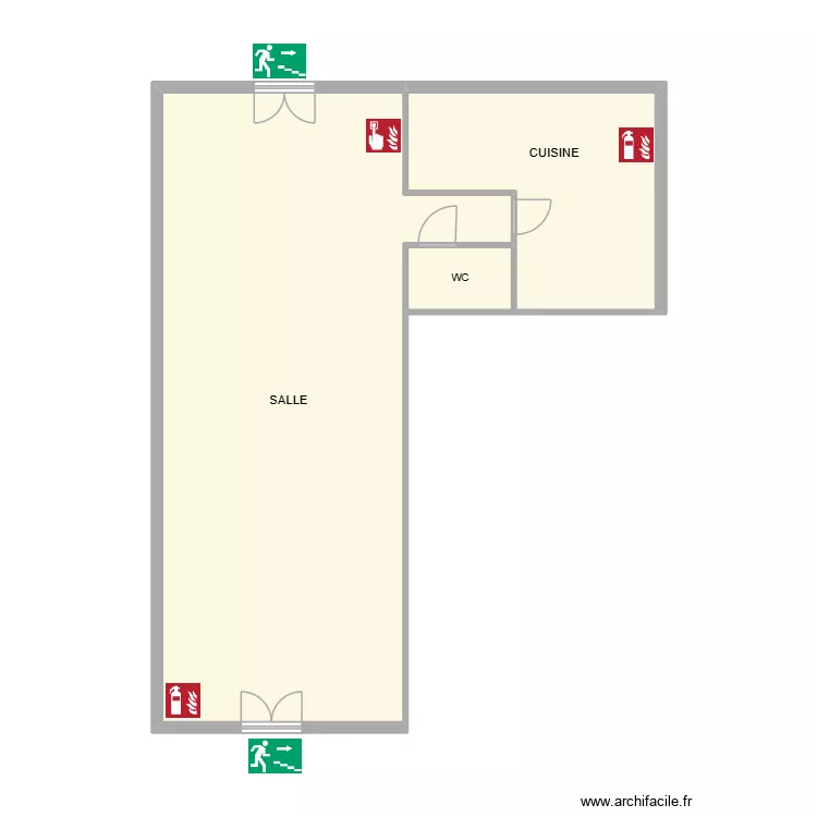 LOCAL pour plan d'&eacute;vacuation. Plan de 3  et 109 m²
