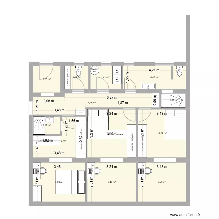 salle de bain enfants. Plan de 13 et 82 m² salle de bain enfants. Plan de 13 et 82 m²