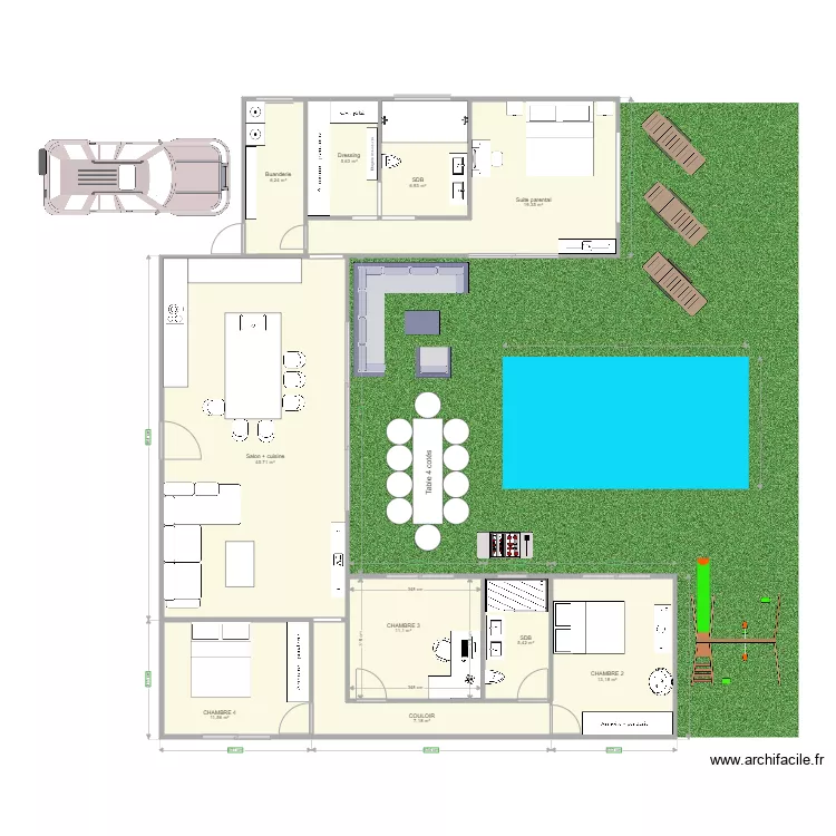 villa F5. Plan de 