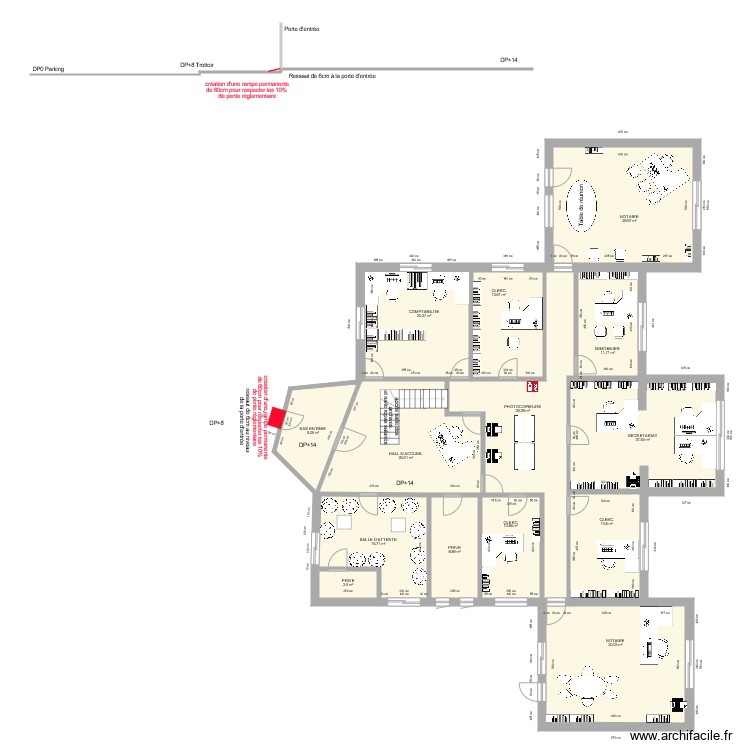 PLAN DE COUPRE SCP BOUIS DEQUIDT RDC APRES TRAVAUX. Plan de 0 pièce et 0 m2