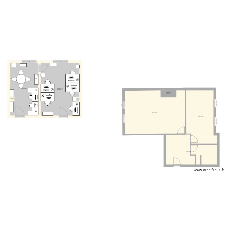 Bureau Salvador Allende. Plan de 7 pièces et 116 m2