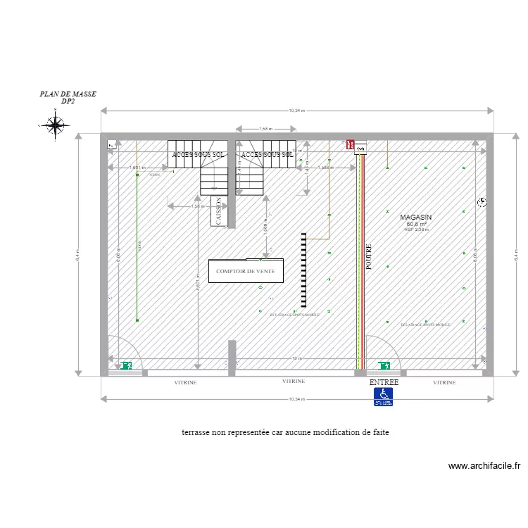 REZ DE CHAUSSEE APRES TRAVAUX MAGASIN. Plan de 