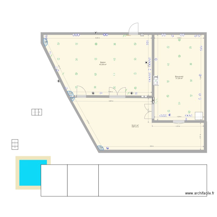 elect 23 04 2022. Plan de 3 pièces et 110 m2