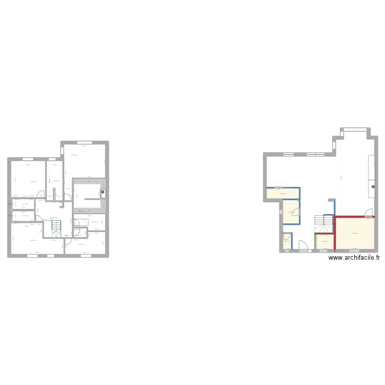 Beuv. Plan cloisonnement et huisseries intérieures. Plan de 19 pièces et 241 m2