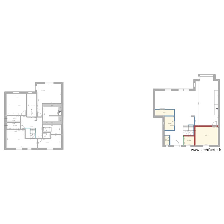 Beuv. Plan cloisonnement et huisseries intérieures. Plan de 19 pièces et 131 m2