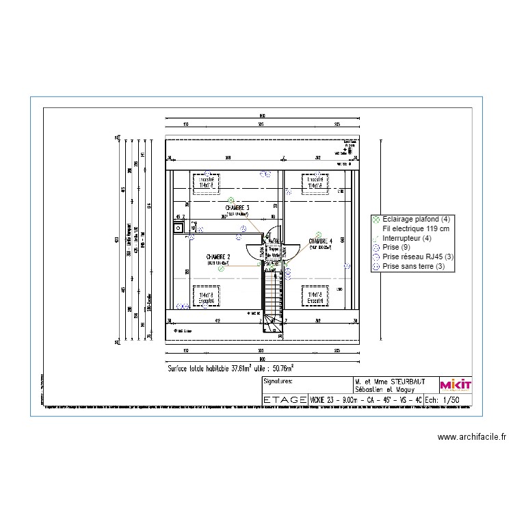 STERBAUT ETAGE Plan elec. Plan de 0 pièce et 0 m2