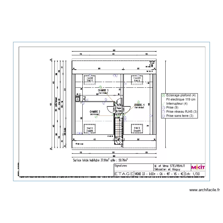 STERBAUT ETAGE Plan elec. Plan de 
