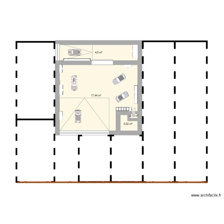 garage. Plan de 4 pièces et 23 m2