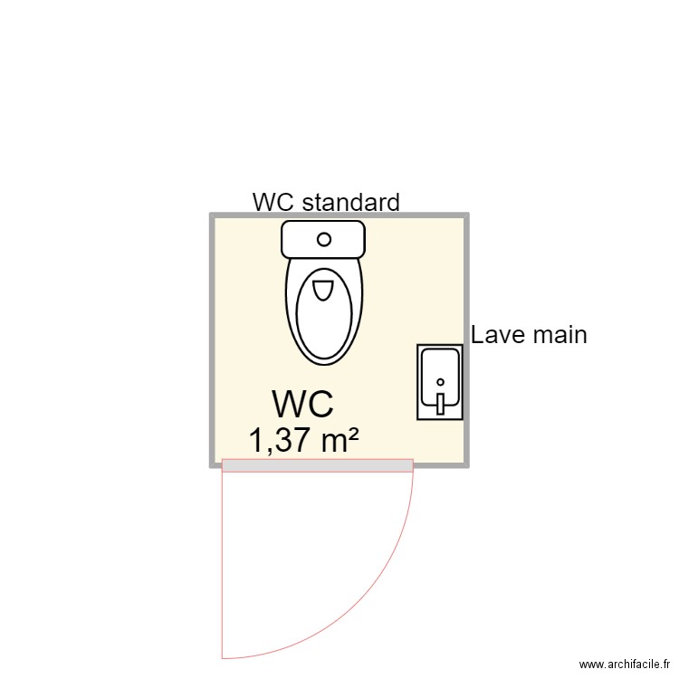 2022-09 WC étage. Plan de 1 pièce et 1 m2