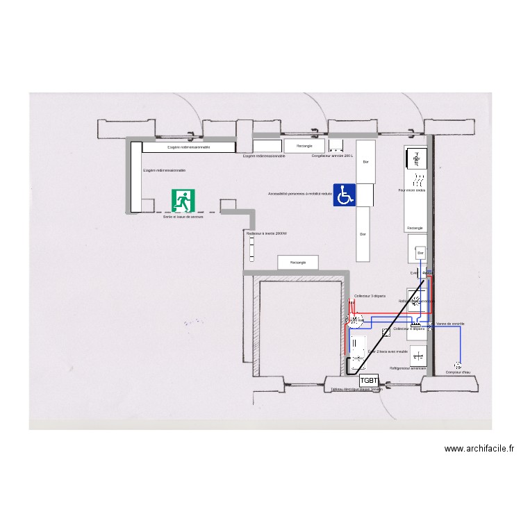 plan plomberie. Plan de 0 pièce et 0 m2