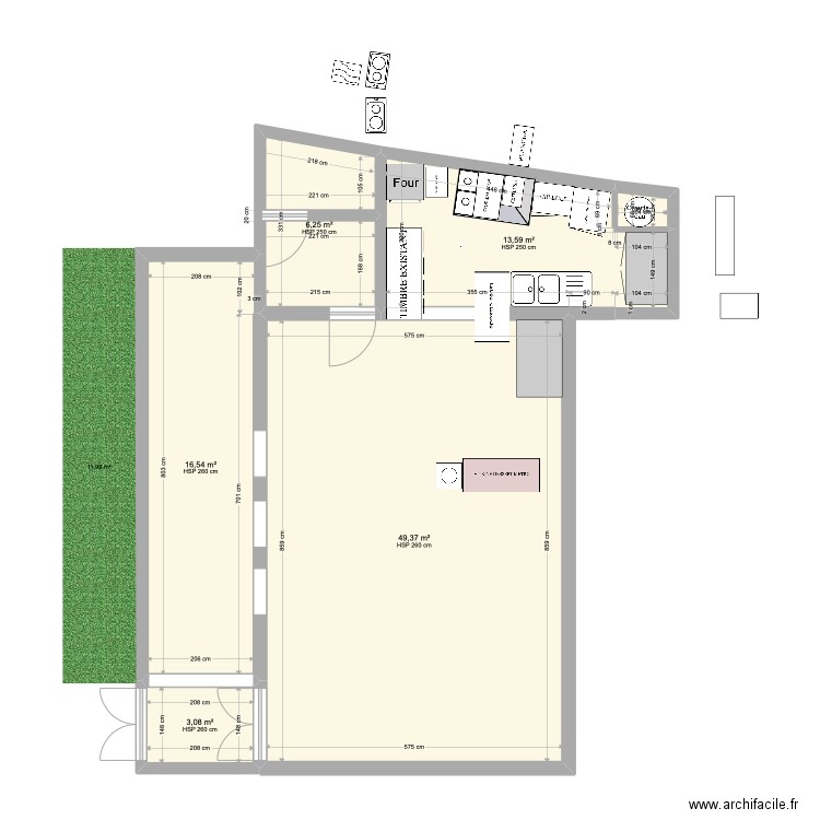 l'express vide. Plan de 5 pièces et 89 m2