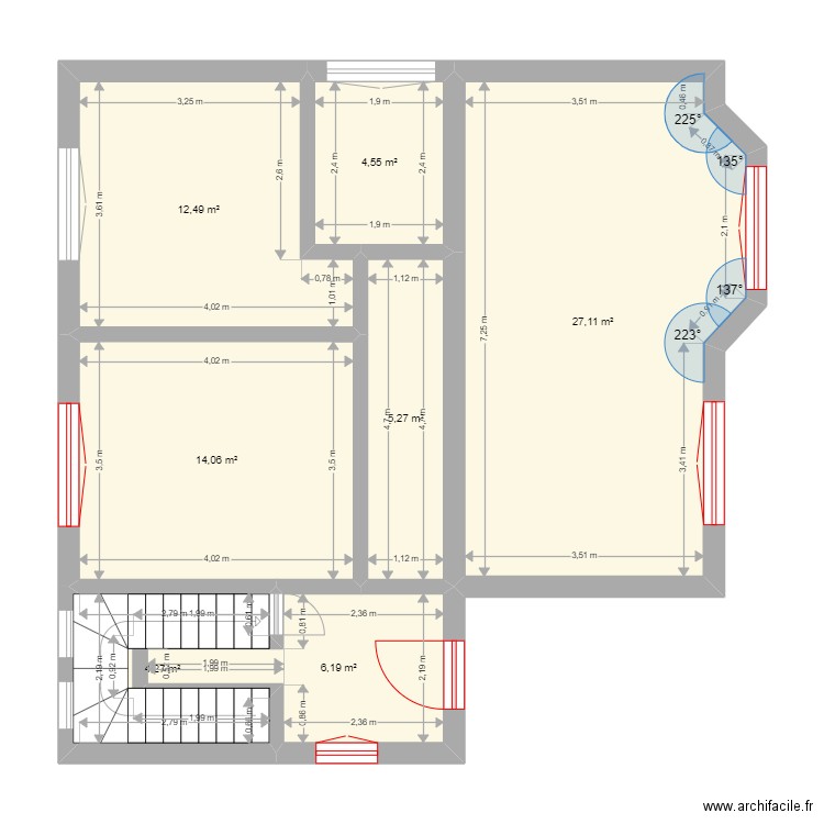 GIRARDIN. Plan de 15 pièces et 153 m2
