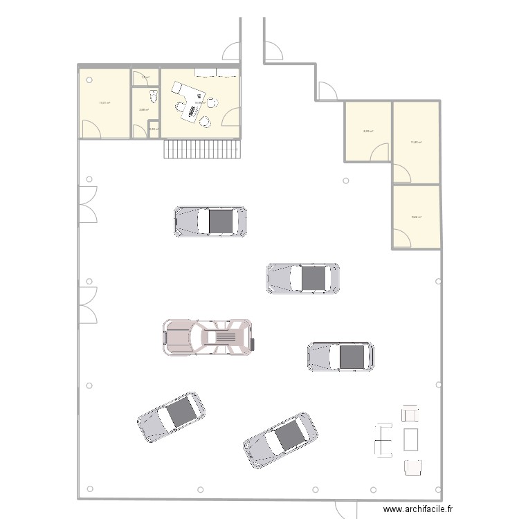 HONDA  RDC ET ETAGE. Plan de 8 pièces et 63 m2