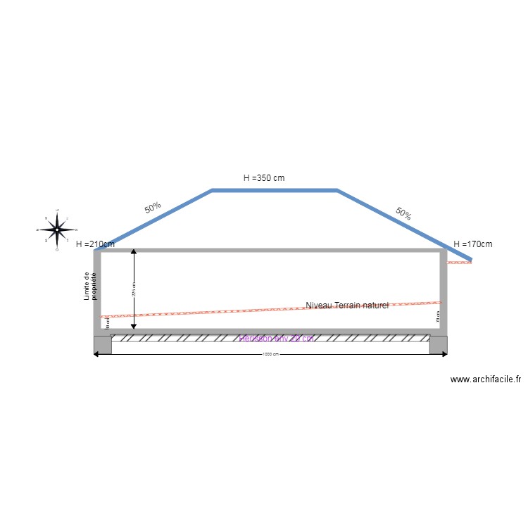 coupe. Plan de 0 pièce et 0 m2