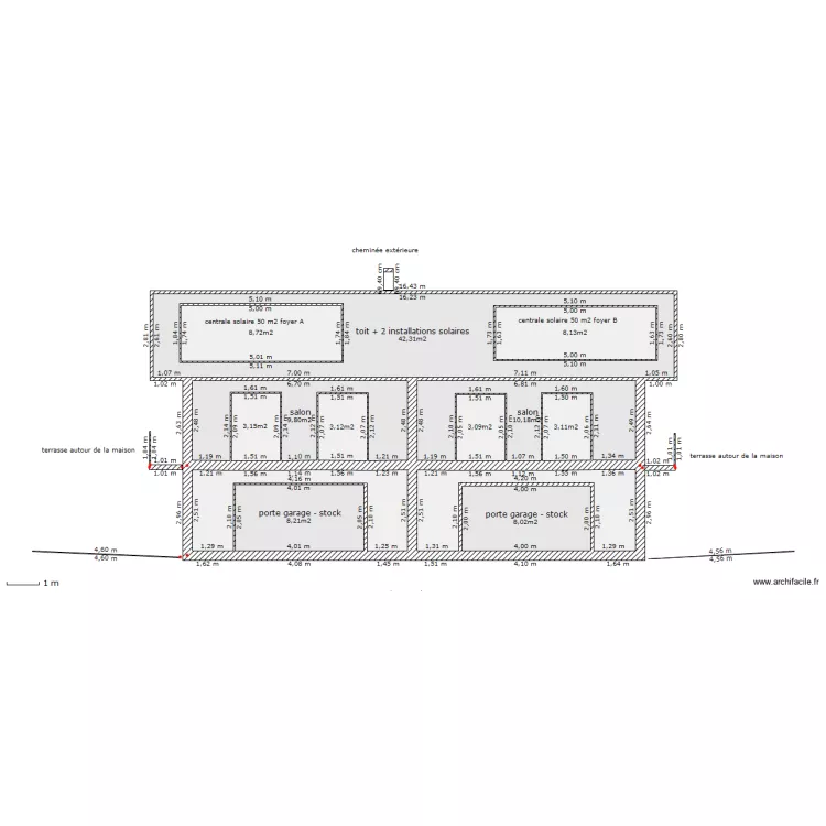 habitation - atelier transformation - face avant. Plan de 