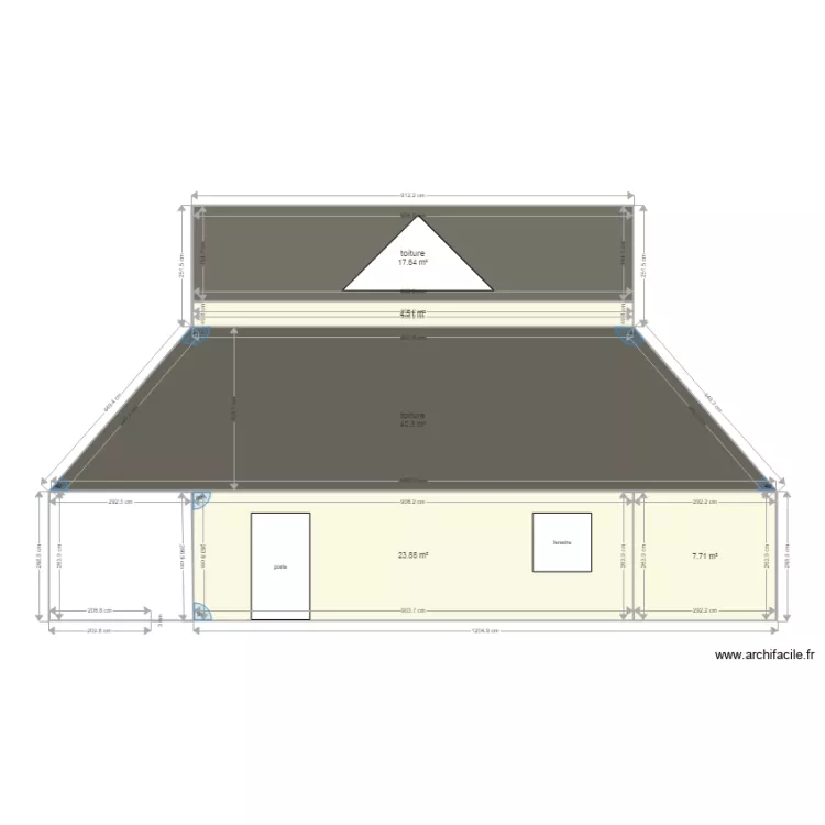 toiture vue coté droit ou gauche. Plan de toiture vue coté droit ou gauche. Plan de