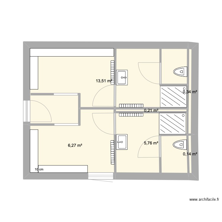 Via Juris vestiaires 1.2. Plan de 6 pièces et 26 m2