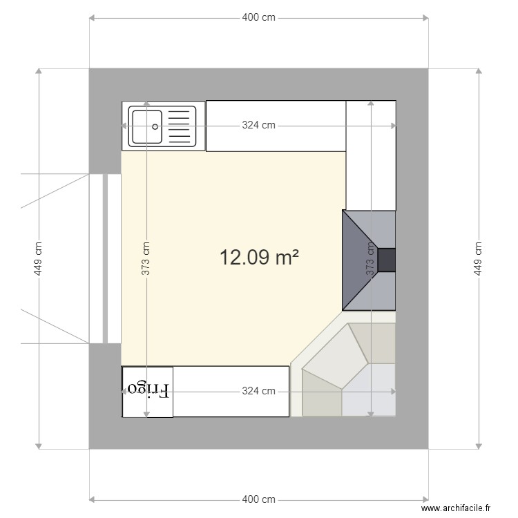 Abri bbq 2. Plan de 1 pièce et 12 m2