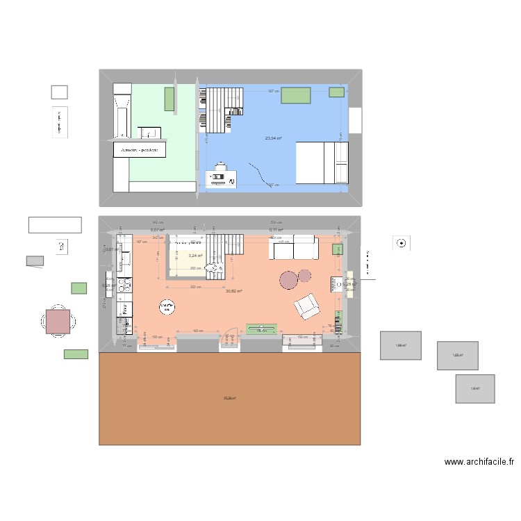 Ploerdut 4 Salon Est Buanderie. Plan de 9 pièces et 71 m2