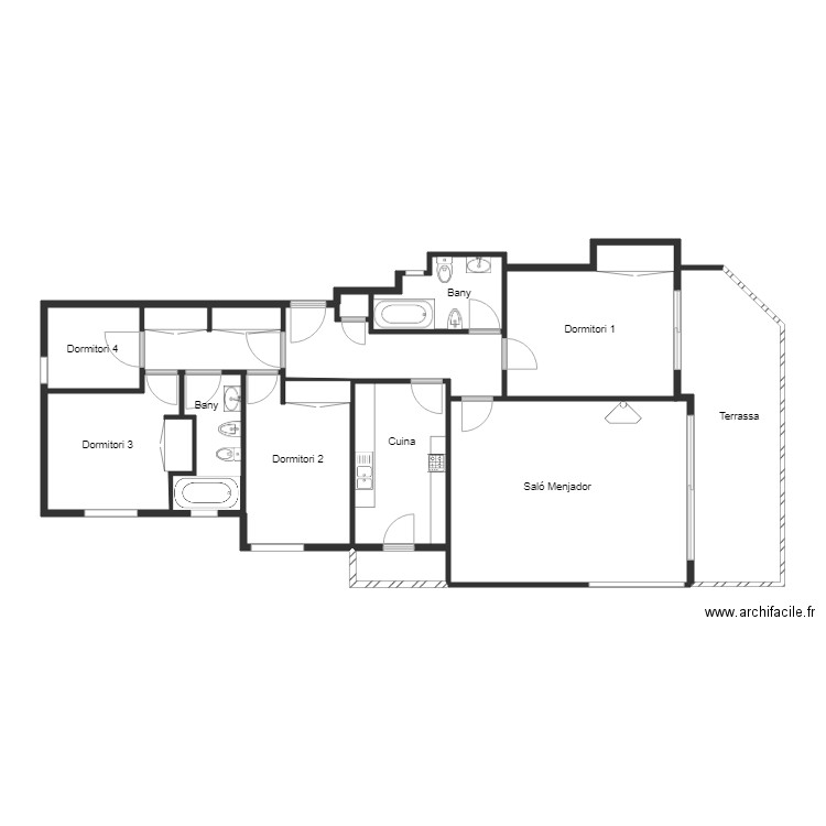 01999Vinyet. Plan de 11 pièces et 99 m2