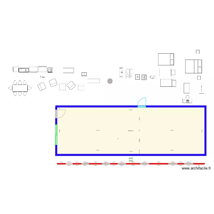Loft plan de base avec fen&ecirc;tres et tuyaux. Plan de 