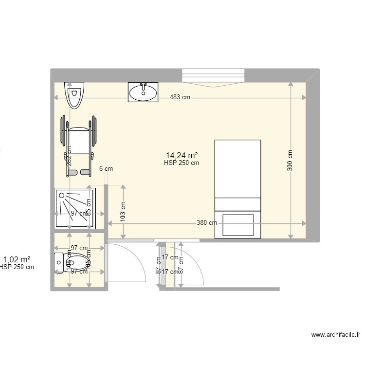 DORDOGNE 3. Plan de 3 pièces et 15 m2