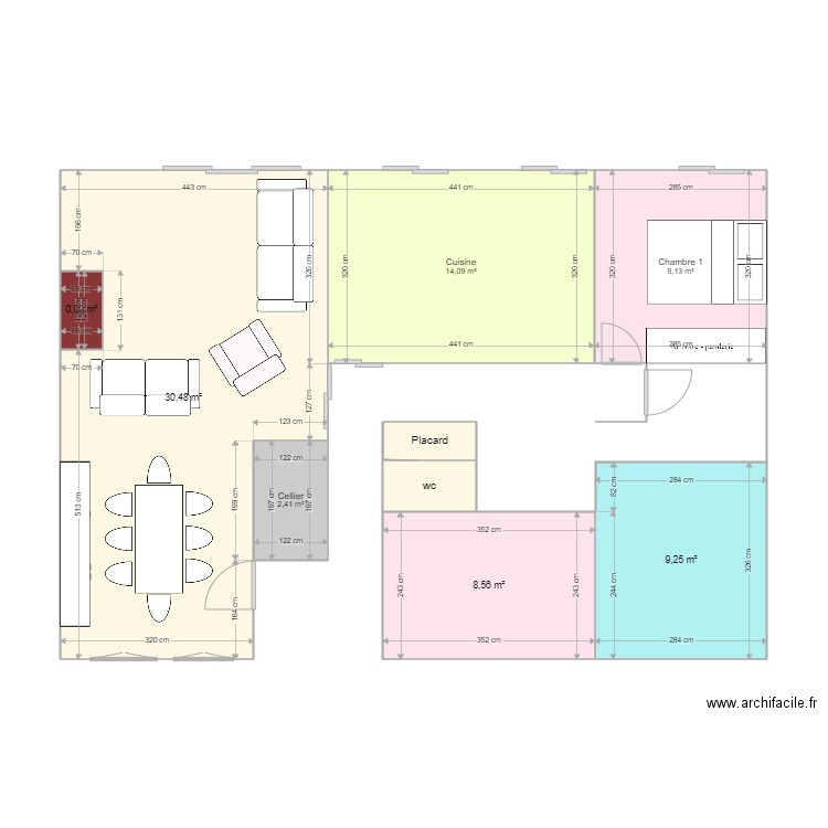 Modif Sdb 1. Plan de 9 pièces et 77 m2