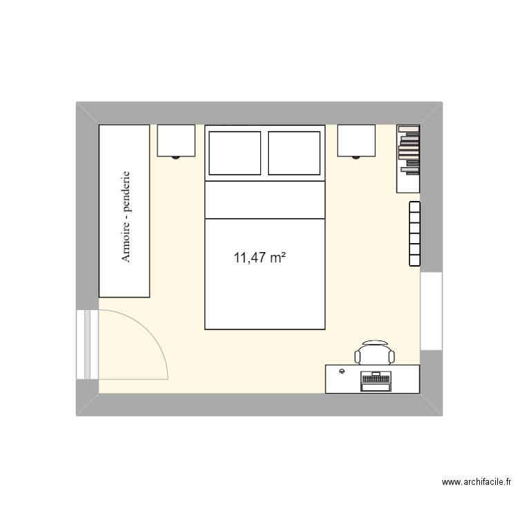 Emménagement Dani. Plan de 1 pièce et 11 m2