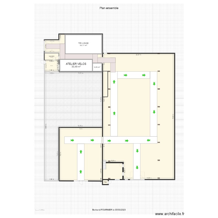 PLAN DE CIRCULATION V1. Plan de 3 pièces et 92 m2